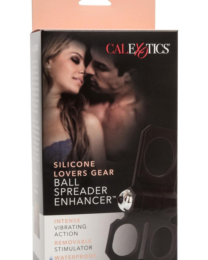 Silicone Lovers Gear Ball Spreader Enhancer Vibrating Cockring Waterproof Black