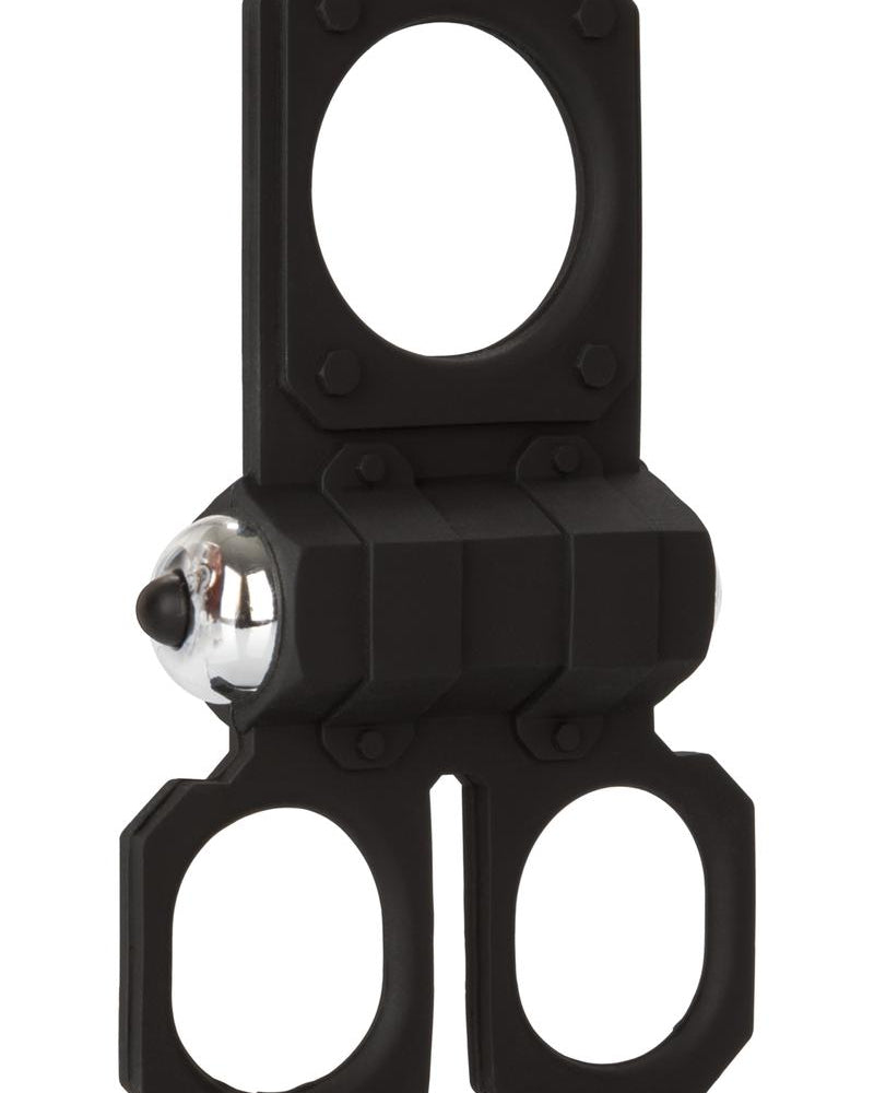 Silicone Lovers Gear Ball Spreader Enhancer Vibrating Cockring Waterproof Black