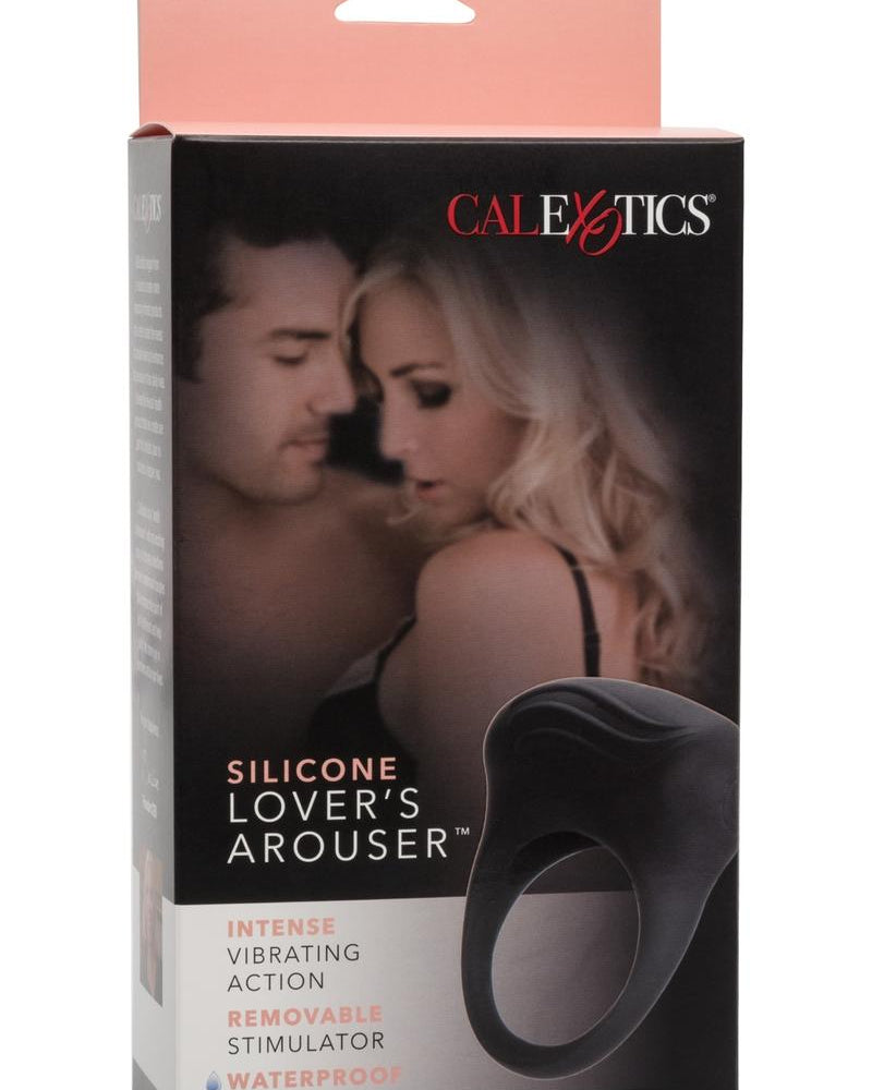 Silicone Lovers Arouser Vibrating Cockring Waterproof Black