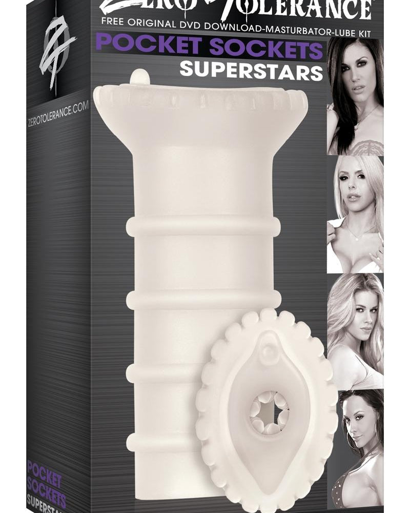 Zero Tolerance Pocket Sockets Superstars Masturbation Kit White 4.25 Inch