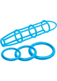 Neon Silicone Cage And Love Ring Set Blue