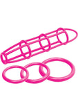 Neon Silicone Cage And Love Ring Set Pink