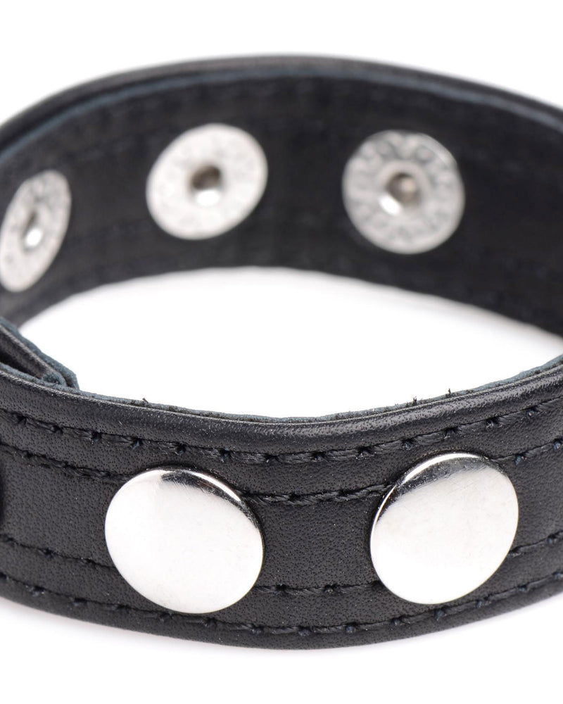 Cock Gear Leather Speed Snap Cock Ring - Black