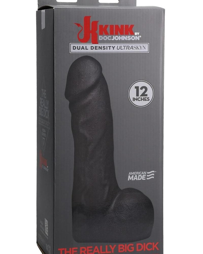 Kink The Really Big Dick Dual Desity Ultraskyn Dong con Vac U Lock Negro 12 pulgadas