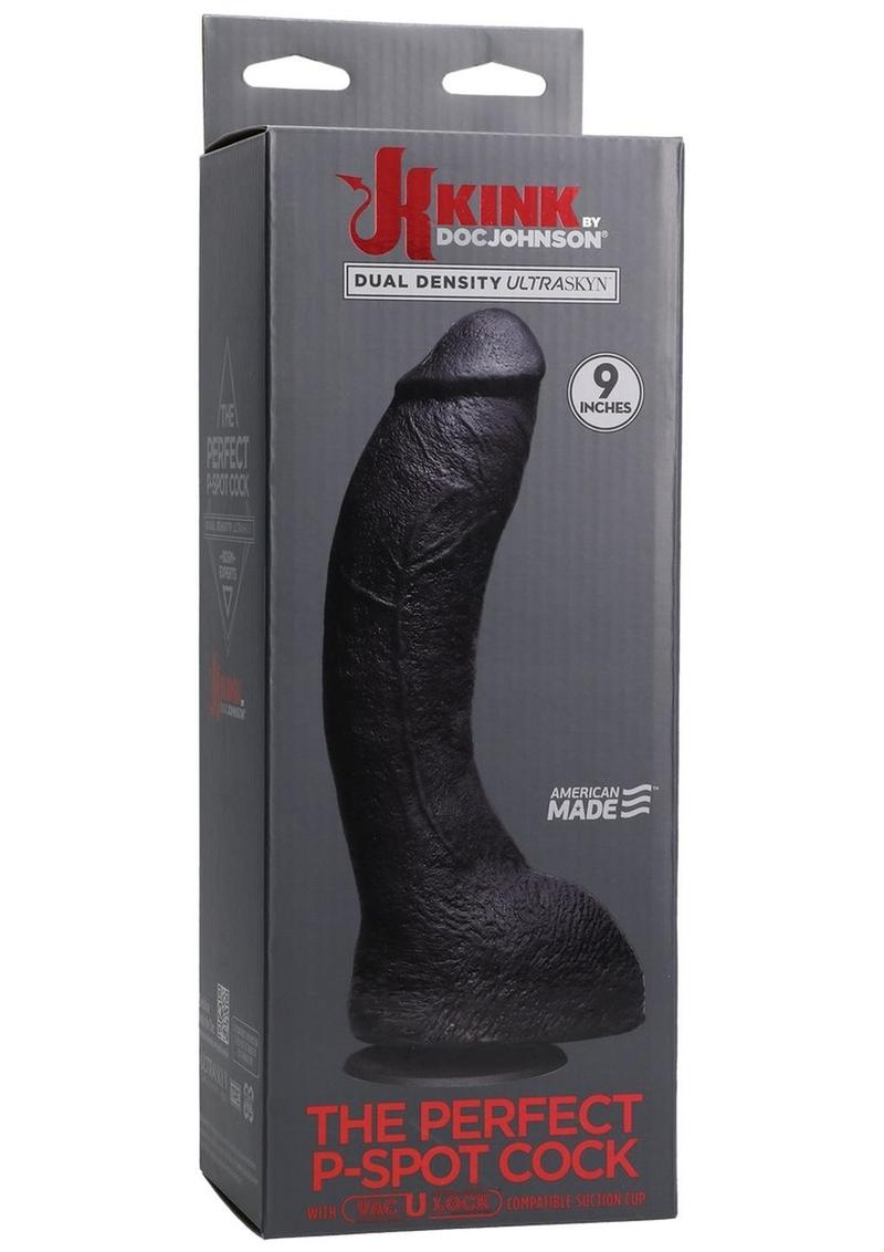 Kink The Perfect P Spot Cock Dual Desity Ultraskyn Dong con Vac U Lock Negro de 9 pulgadas