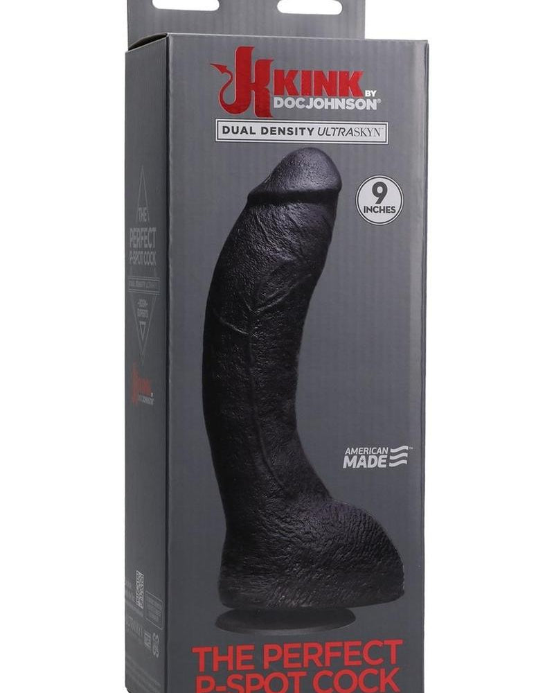 Kink The Perfect P Spot Cock Dual Desity Ultraskyn Dong con Vac U Lock Negro de 9 pulgadas