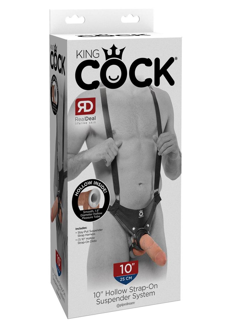 King Cock Hollow Strap-On Suspender System Flesh 10 Inch