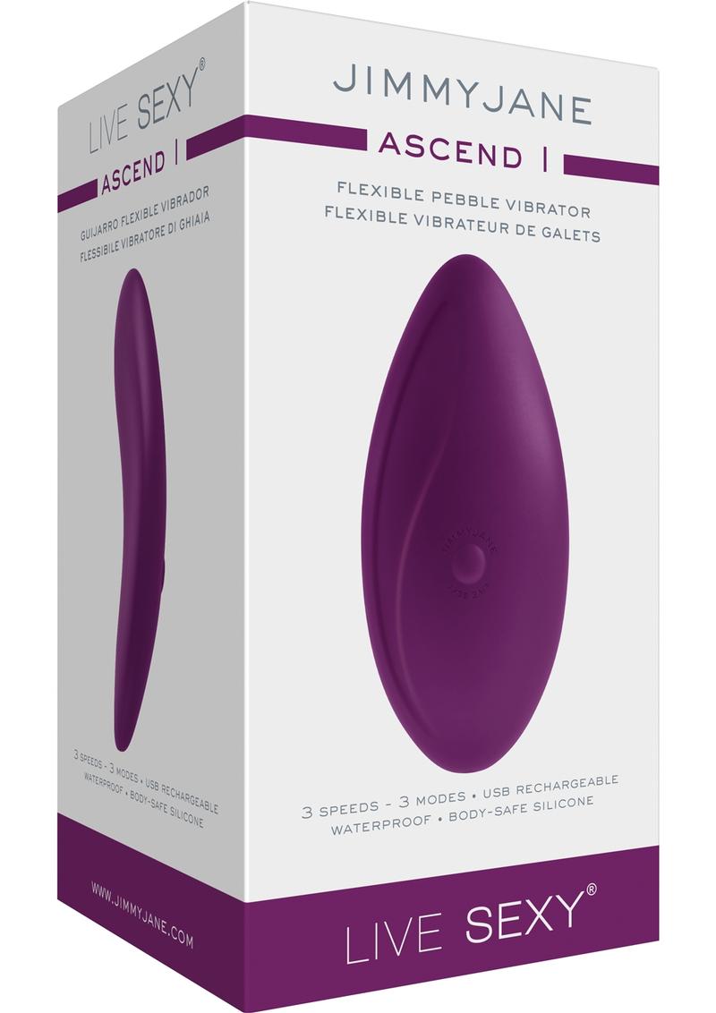 Vibrador de silicona flexible recargable por USB JimmyJane Live Sexy Ascend 1, color morado, resistente al agua