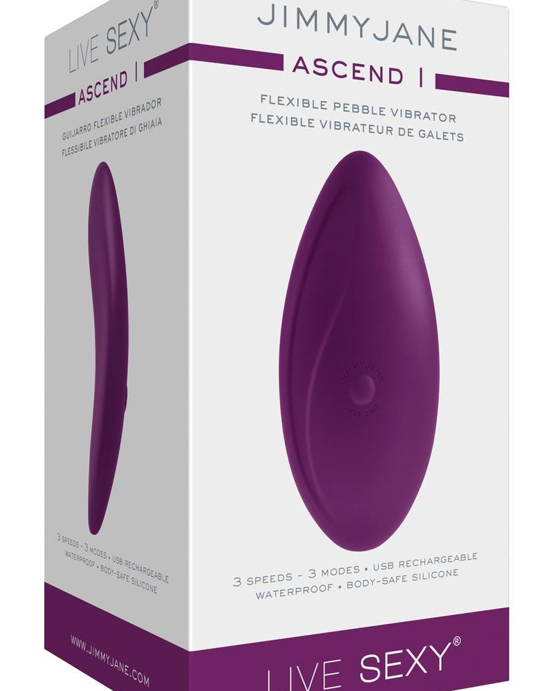 JimmyJane Live Sexy Ascend 1 Flexible Silicone USB Rechargeable Pebble Vibrator Waterproof Purple