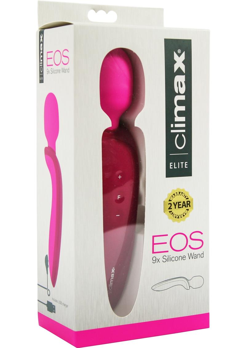 Climax Elite Eos 9x Silicone Wand Rechargeable Waterproof Pink 8.5 Inch
