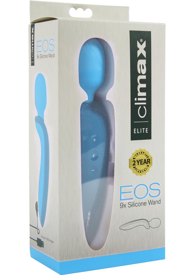 Climax Elite Eos 9x Silicone Wand Rechargeable Waterproof Blue 8.5 Inch