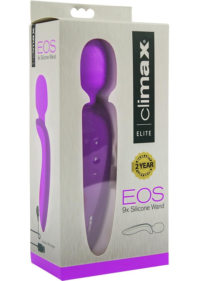 Climax Elite Eos 9x Silicone Wand Rechargeable Waterproof Purple 8.5 Inch