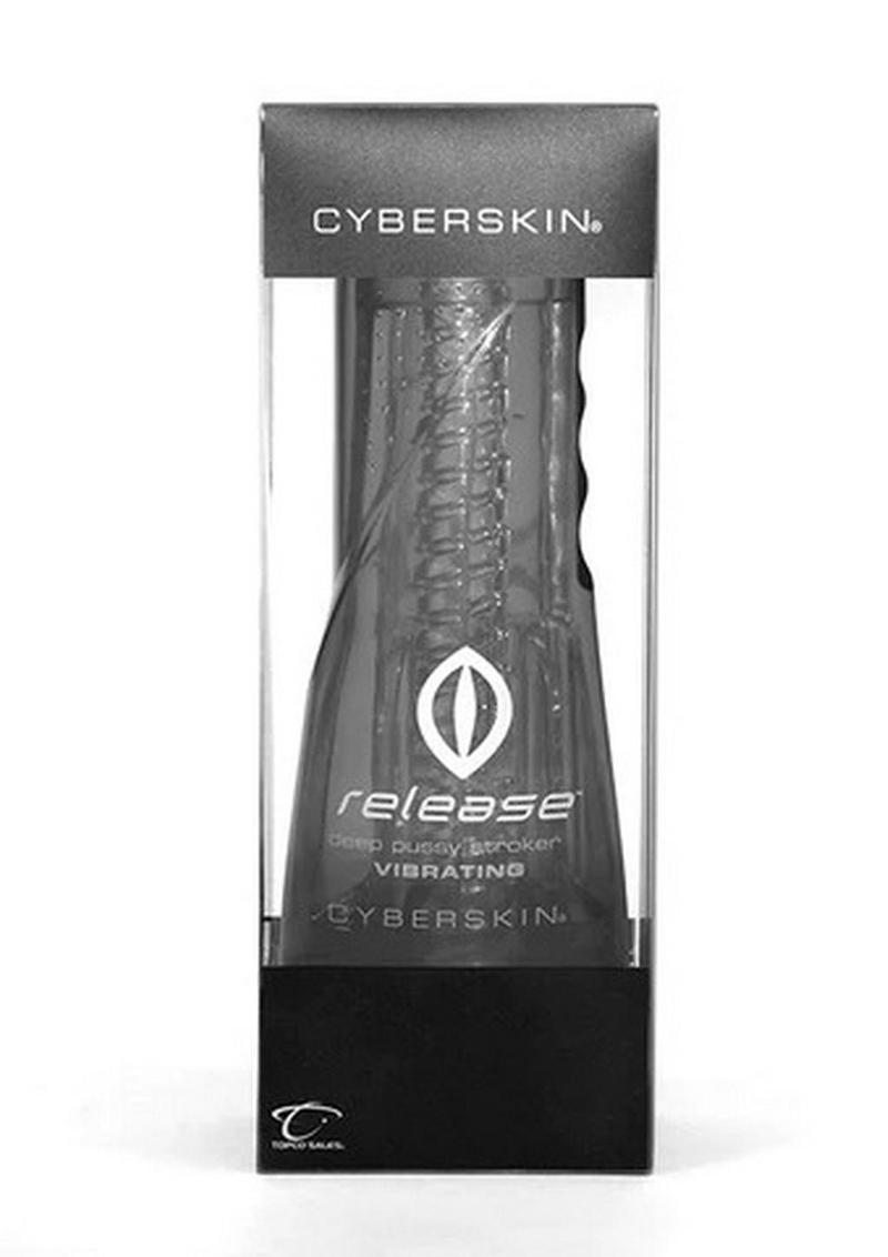 Cyberskin Release Vibrating Deep Pussy Stroker Masturbator Waterproof Clear