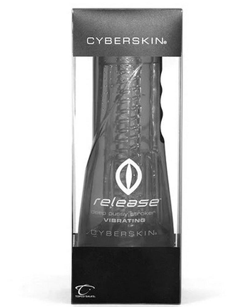 Masturbador vibrador Cyberskin Release Deep Pussy Stroker resistente al agua y transparente
