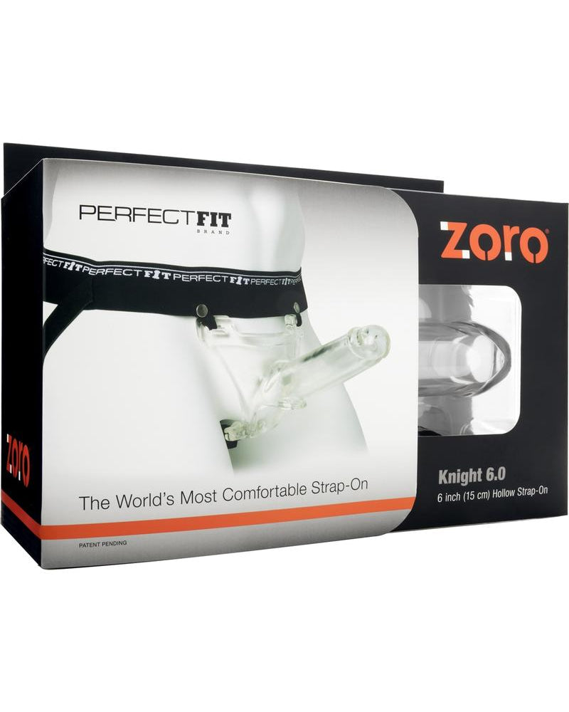 Perfect Fit Zoro Knight 6.0 Silicone Blend Hollow Dong With Elastic Waistband Clear 6 Inch