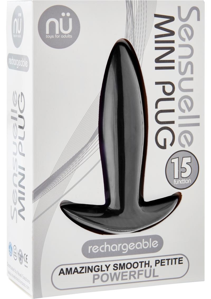 Nu Sensuelle Mini Plug 15 Function Rechargeable Silicone Waterproof Black 5 Inch