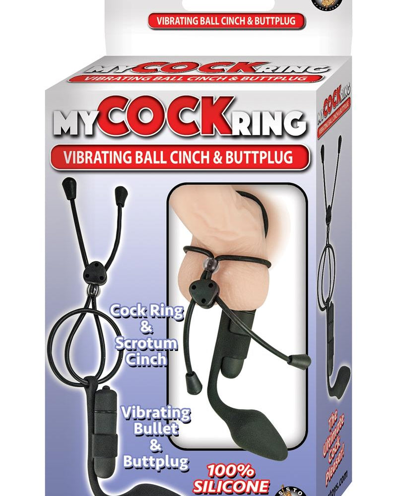 Mi anillo de pene vibrador con forma de bola y tapón negro