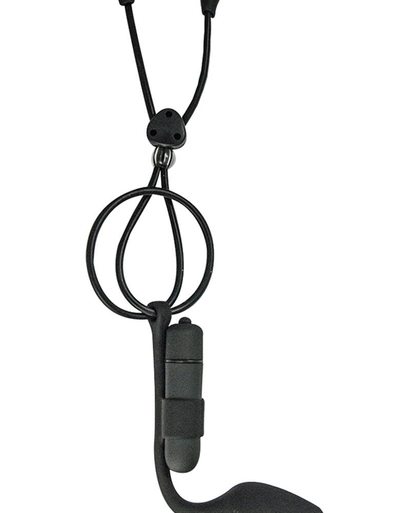 Mi anillo de pene vibrador con forma de bola y tapón negro