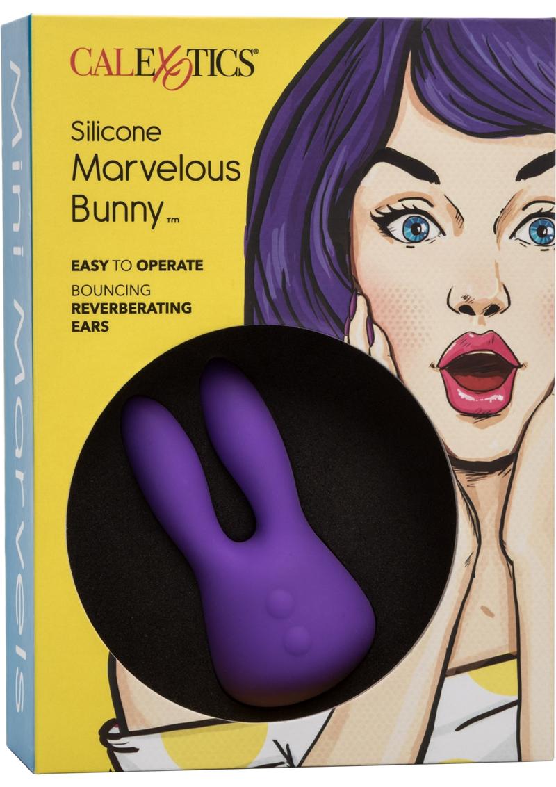 Mini Marvels Marvelous Bunny - Masajeador de silicona recargable, resistente al agua, morado, 3,75 pulgadas