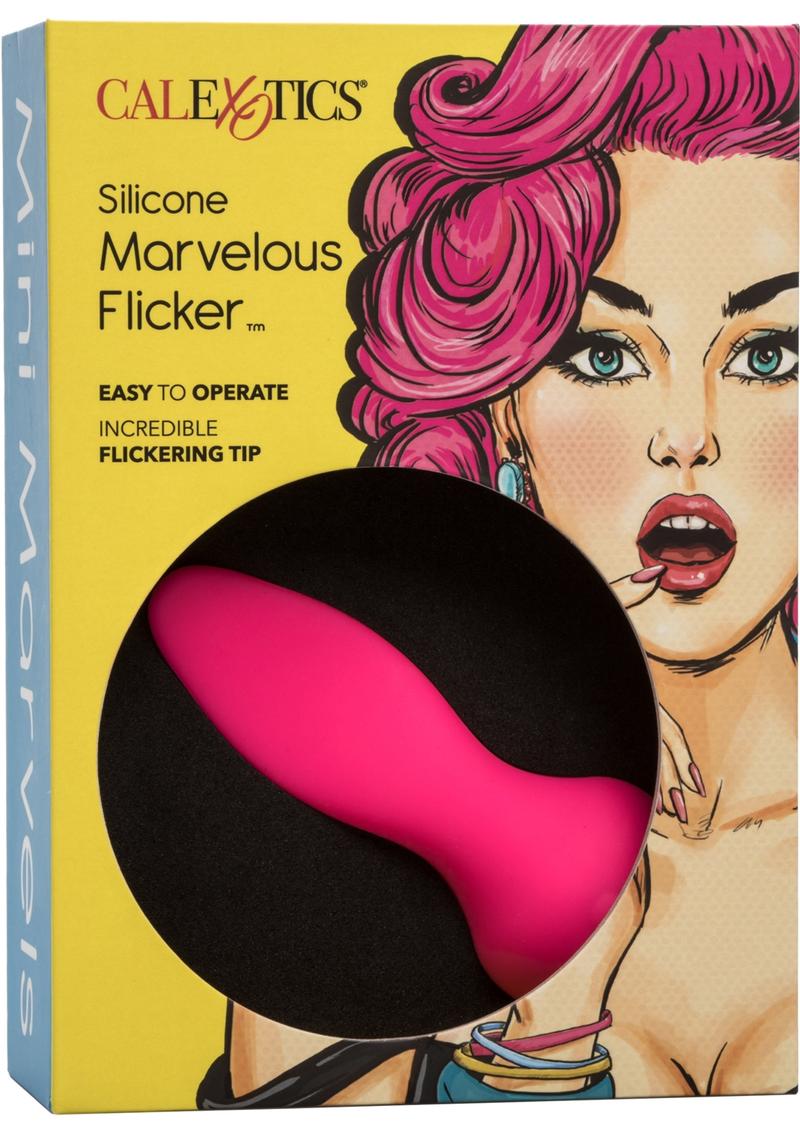 Mini Marvels Marvelous Flicker - Masajeador de silicona recargable, resistente al agua, color rosa, 5 pulgadas