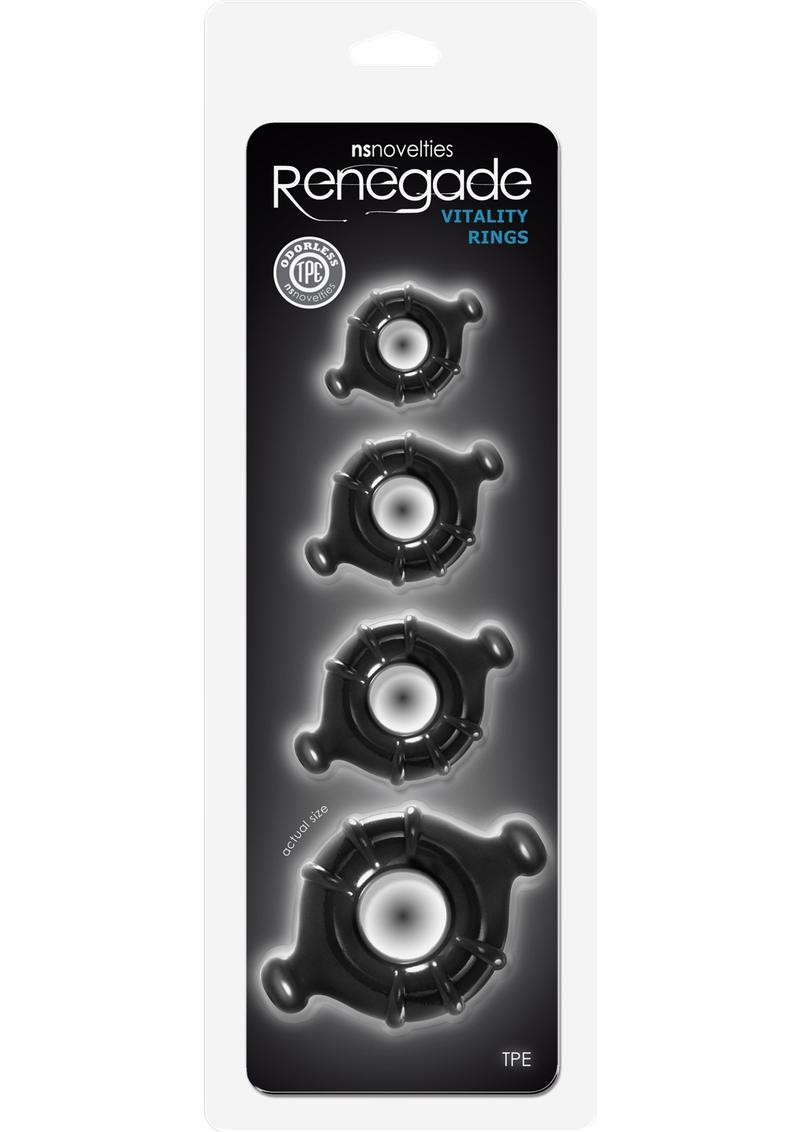 Juego de 4 anillos Renegade Vitality en color negro