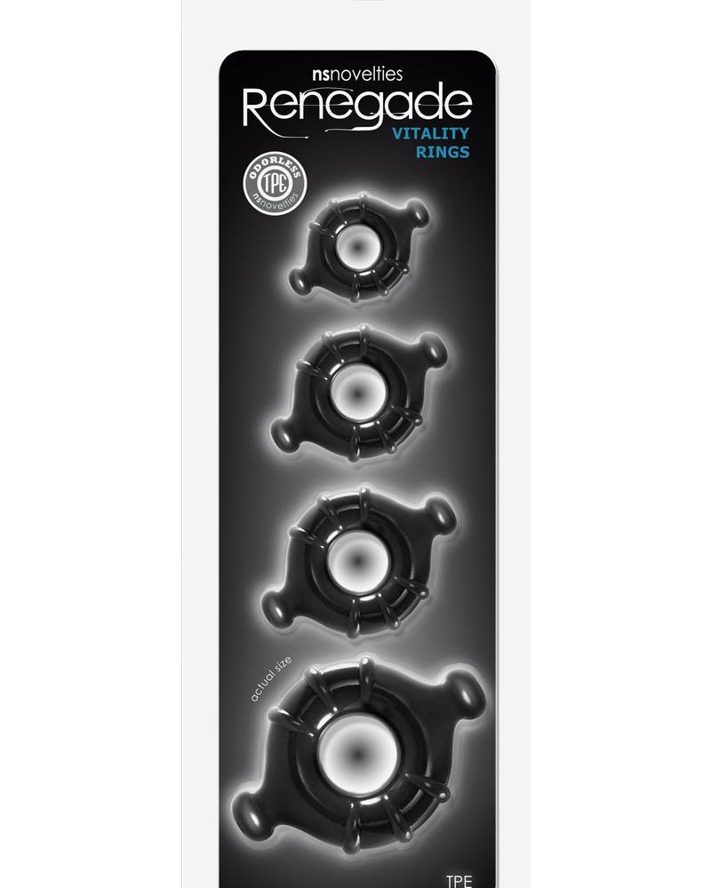 Juego de 4 anillos Renegade Vitality en color negro