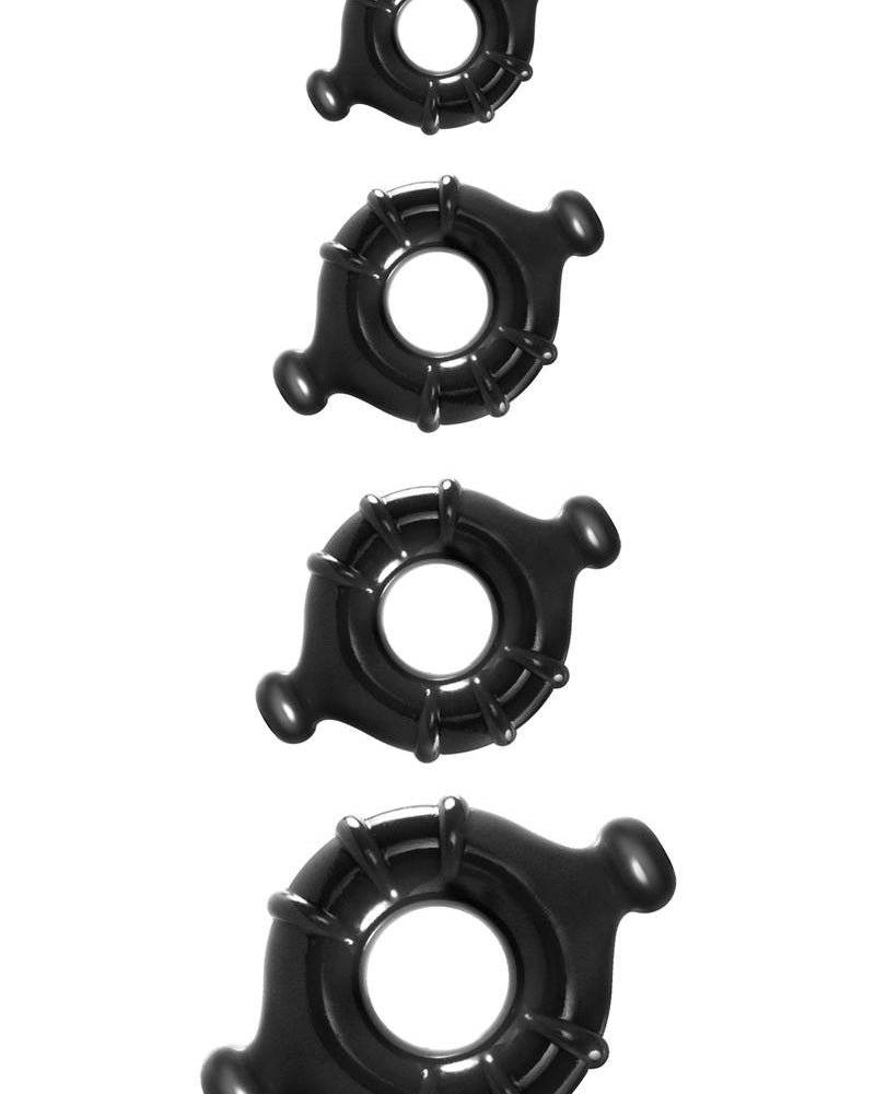 Juego de 4 anillos Renegade Vitality en color negro