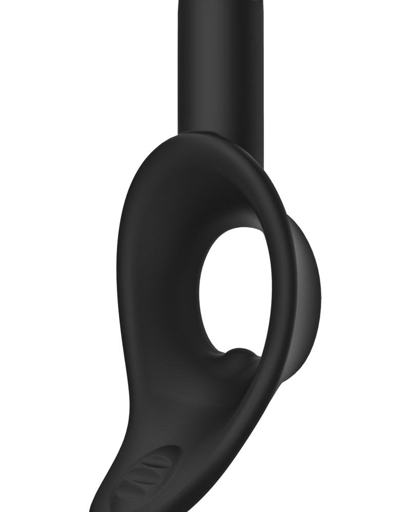 Anillo vibrador de silicona en forma de C Kink Cock Jock, resistente al agua, color negro, 38 milímetros