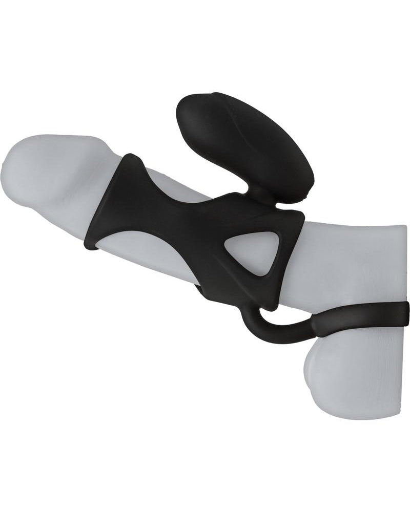 Jaula de silicona para el pene y tapón vibrador Kink Caged, resistente al agua, color negro