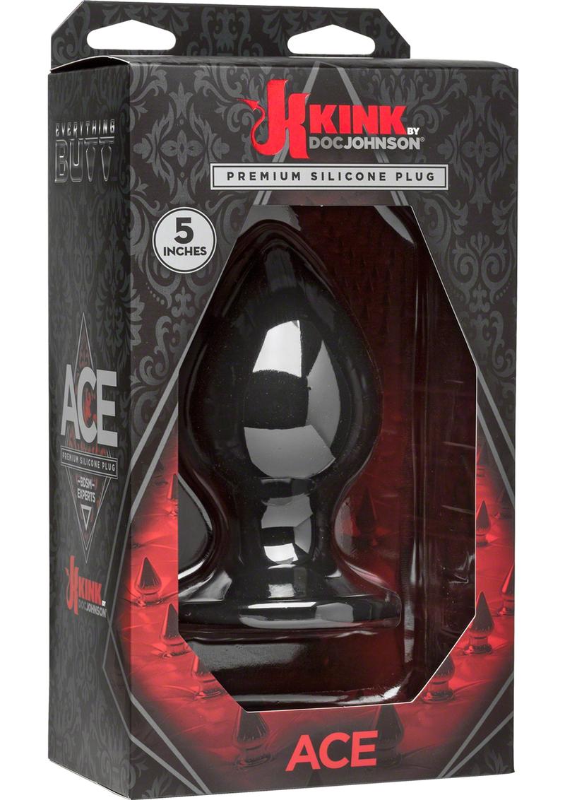 Tapón anal extragrande de silicona Kink Ace, color negro, 5 pulgadas