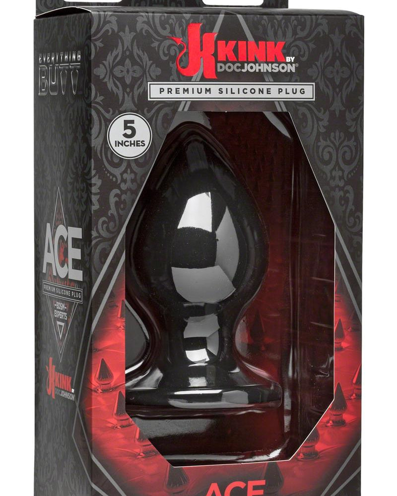 Kink Ace Silicone Extra Large Anal Plug Black 5 Inch
