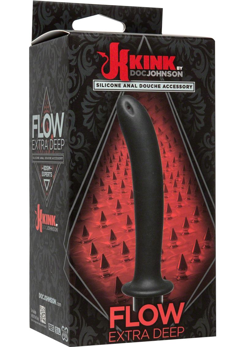 Accesorio para ducha anal de silicona extra profunda Kink Flow, color negro