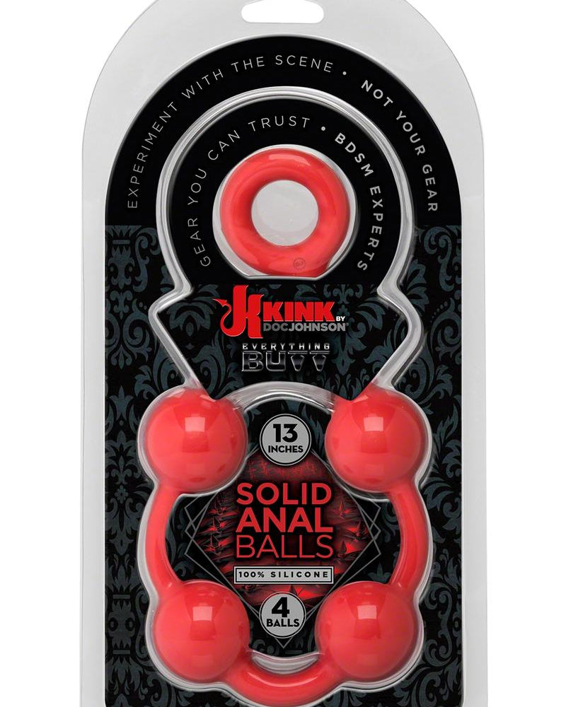Kink Solid Anal Balls Silicone Red 15 Inch Total