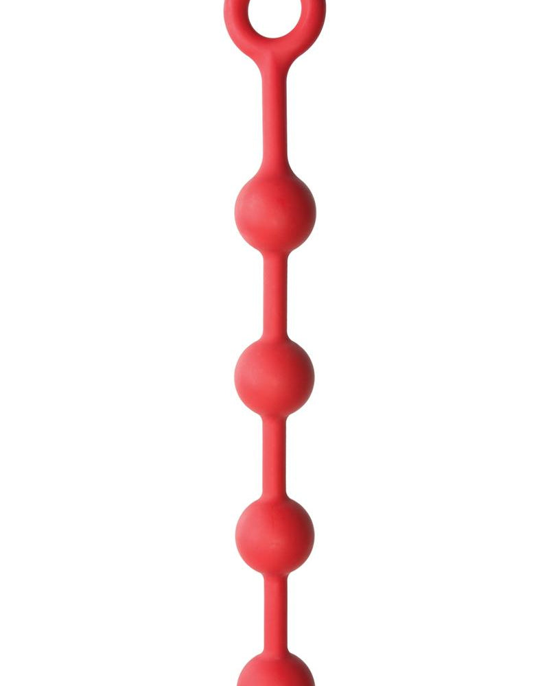 Kink Solid Anal Balls Silicone Red 15 Inch Total