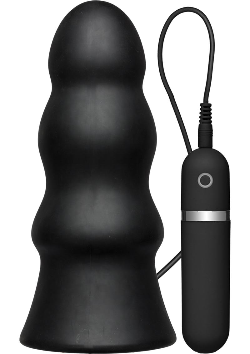 Tapón anal de silicona con vibración Kink, ondulado, con control remoto con cable, resistente al agua, color negro, 7,5 pulgadas