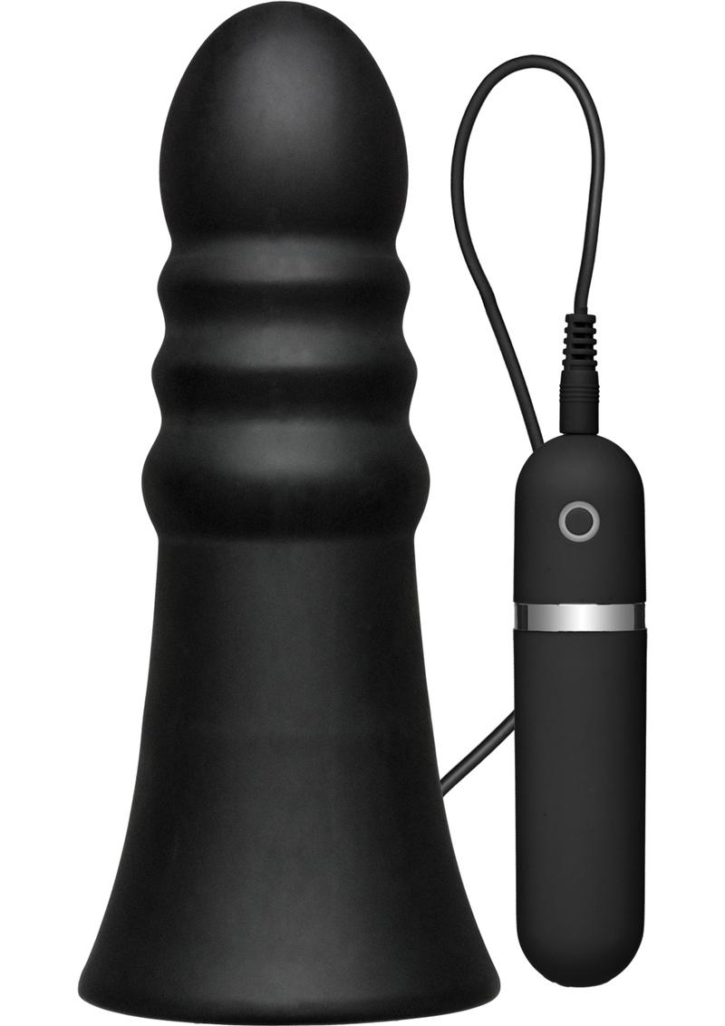 Tapón anal de silicona con vibración Kink con control remoto con cable, resistente al agua, color negro, 8 pulgadas