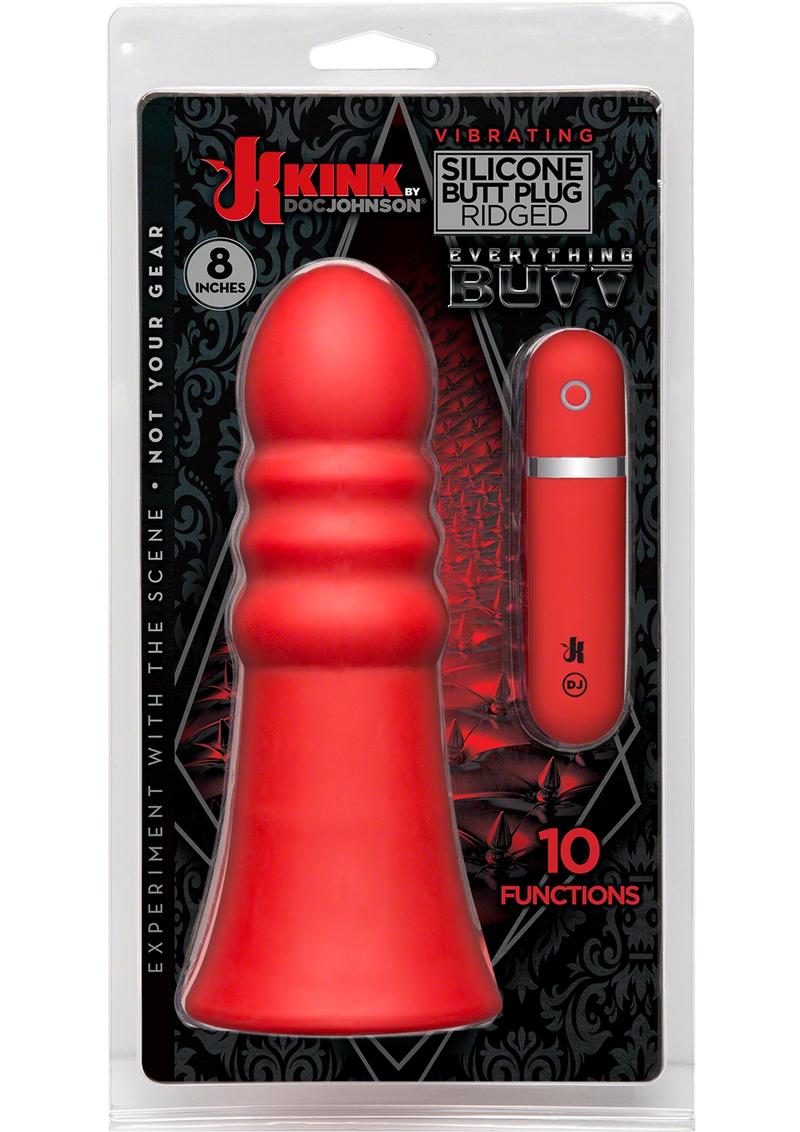 Tapón anal de silicona con vibración Kink con control remoto con cable, resistente al agua, color rojo, 8 pulgadas