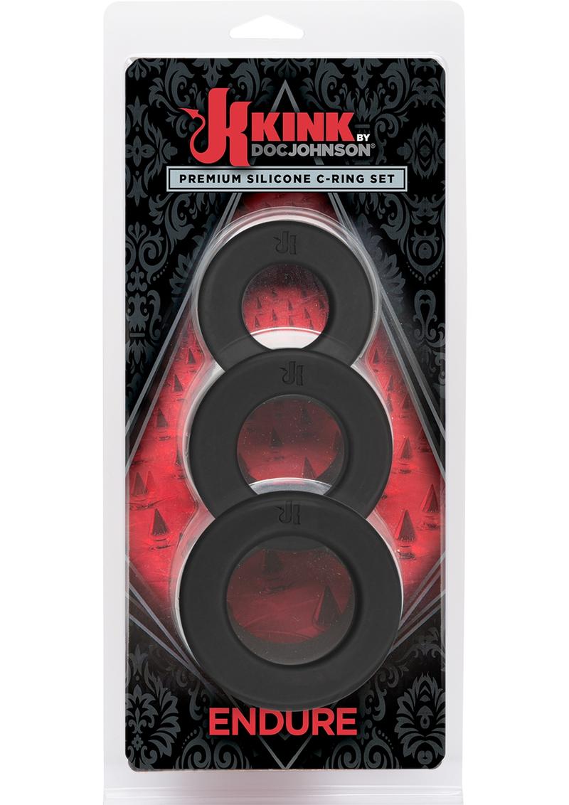 Kink Endure Silicone C-Ring Set Black Assorted Sizes