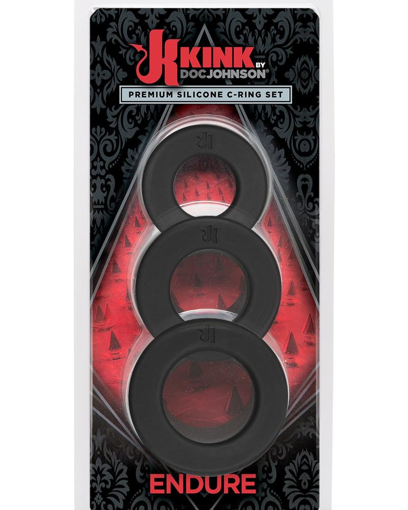 Kink Endure Silicone C-Ring Set Black Assorted Sizes