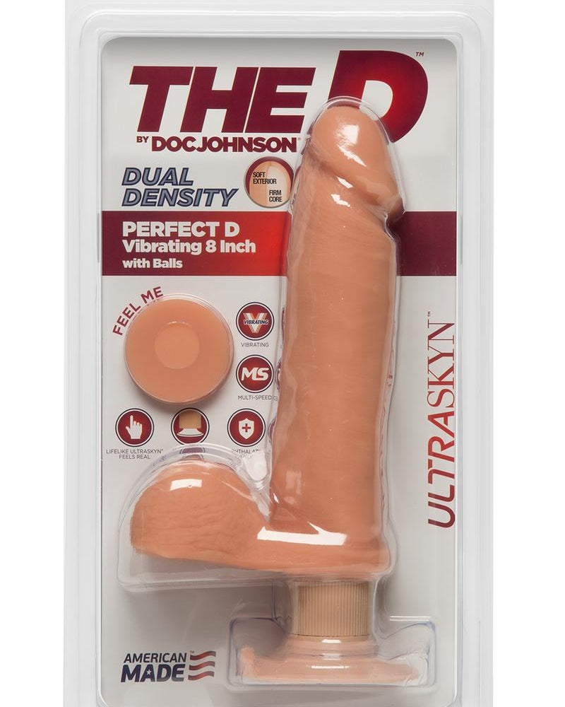Dong Ultraskyn de densidad dual con bolas y vibración D Perfect D, resistente al agua, color vainilla, 8 pulgadas