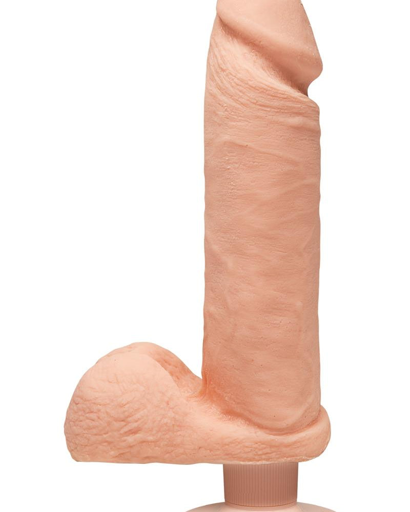 Dong Ultraskyn de densidad dual con bolas y vibración D Perfect D, resistente al agua, color vainilla, 8 pulgadas