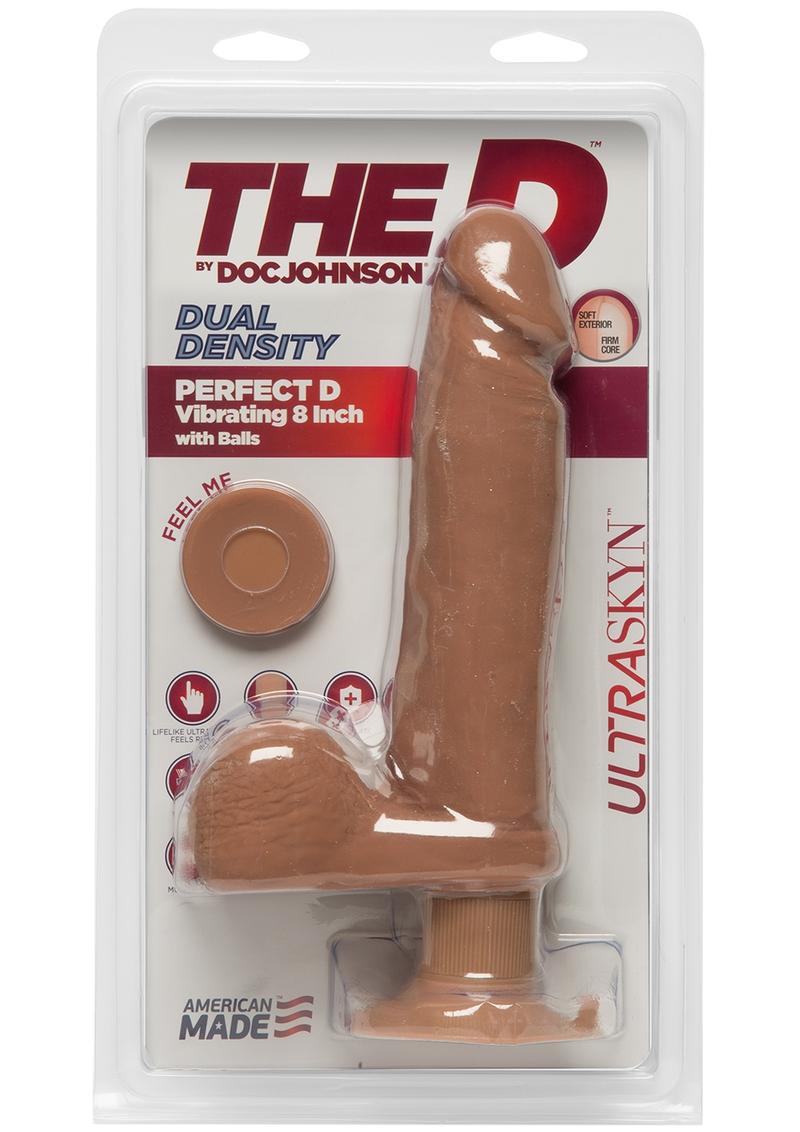 El D Perfect D Vibrador Dual Dense Ultraskyn Dong Con Bolas Impermeable Caramelo 8 Pulgadas