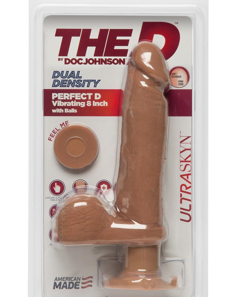 El D Perfect D Vibrador Dual Dense Ultraskyn Dong Con Bolas Impermeable Caramelo 8 Pulgadas