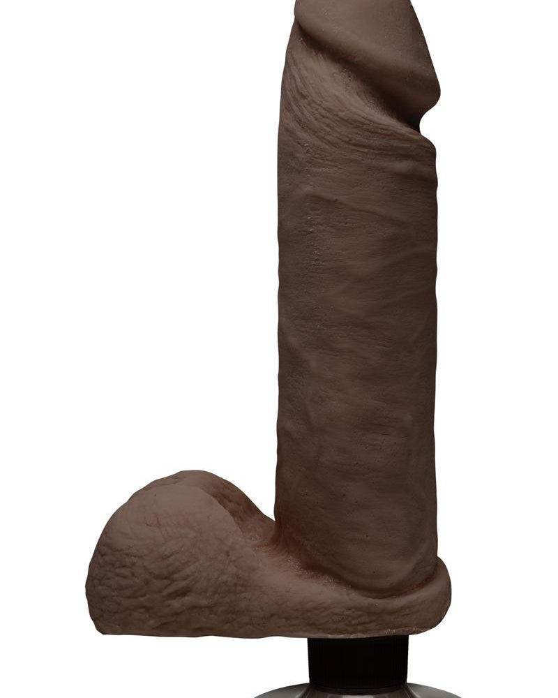 El D Perfect D Vibrating Dual Dense Ultraskyn Dong con bolas Impermeable Chocolate 8 pulgadas