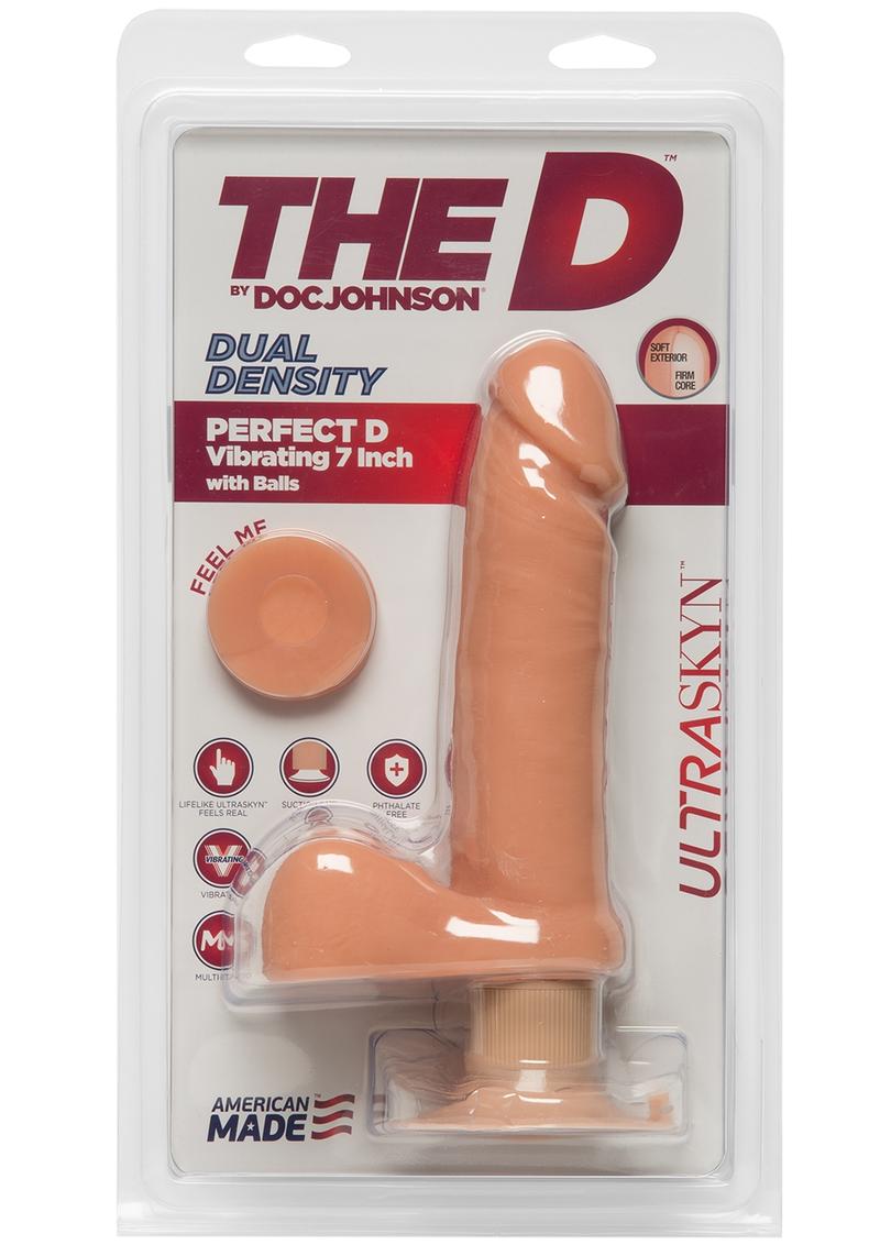 Dong Ultraskyn de densidad dual con bolas y vibración D Perfect D, resistente al agua, color vainilla, 7 pulgadas