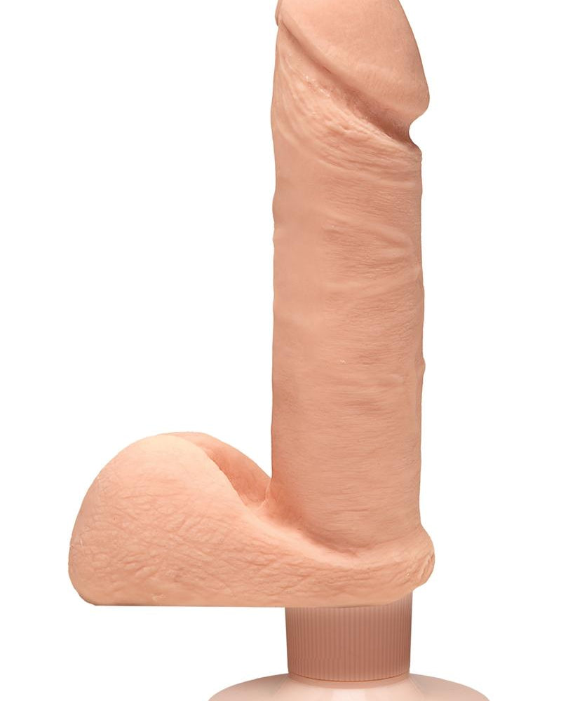 Dong Ultraskyn de densidad dual con bolas y vibración D Perfect D, resistente al agua, color vainilla, 7 pulgadas