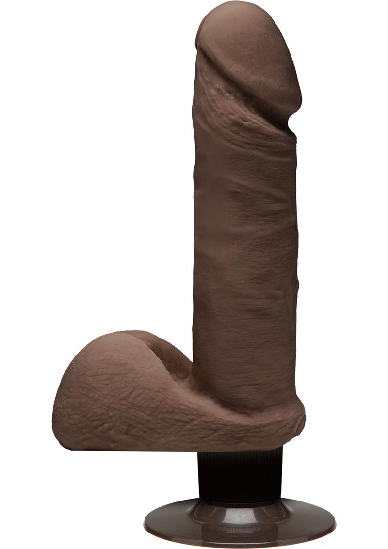 El D Perfect D Vibrating Dual Dense Ultraskyn Dong con bolas Impermeable Chocolate 7 pulgadas