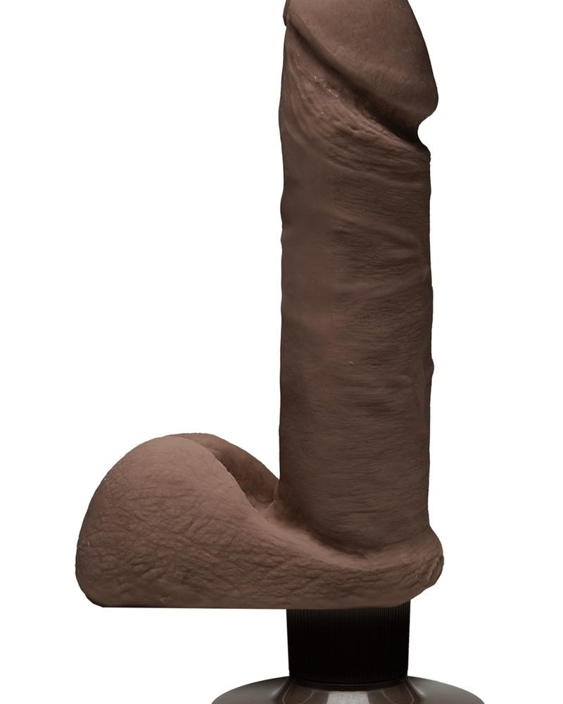 El D Perfect D Vibrating Dual Dense Ultraskyn Dong con bolas Impermeable Chocolate 7 pulgadas