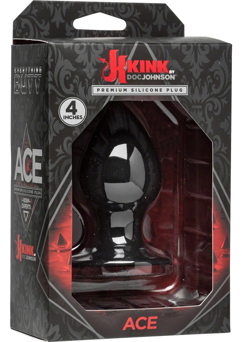 Tapón anal de silicona Kink Ace de tamaño mediano, color negro, 4 pulgadas