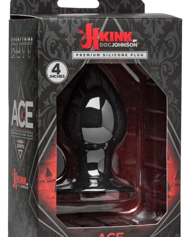 Tapón anal de silicona Kink Ace de tamaño mediano, color negro, 4 pulgadas